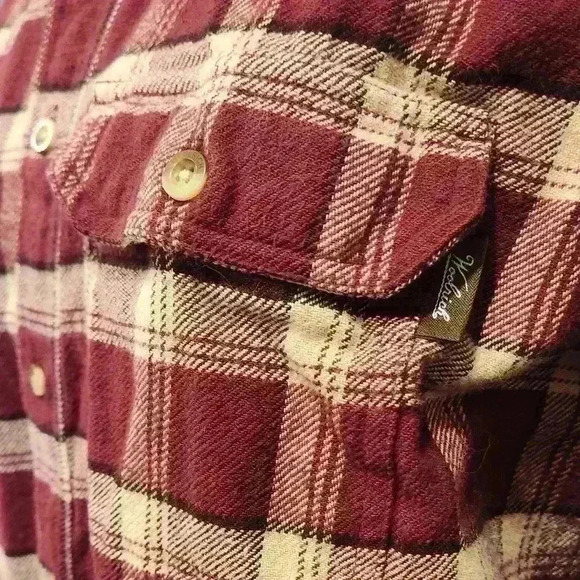 Woolrich Men's Red Plaid 100% Cotton Long Sleeve Work Shirt Size Large - Picture 4 of 9